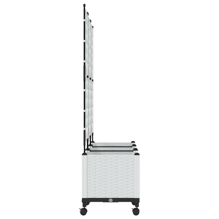 Vază de gradină cu spalier și roți 3 buc. Alb 120 x 40 x 149 cm WALTI
