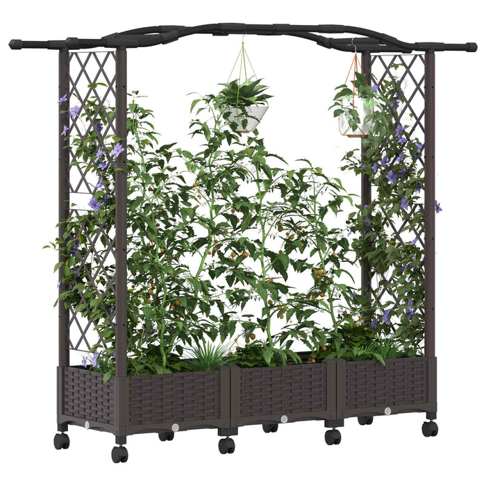 Pătuț ridicat cu trellis și roți Maro 169 x 40 x 129 cm PP WALTI