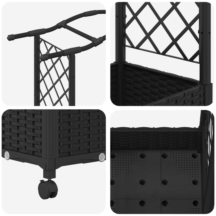 Pat Ridicat cu Trellis și Acoperiș Negru 169 x 40 x 129 cm PP WALTI