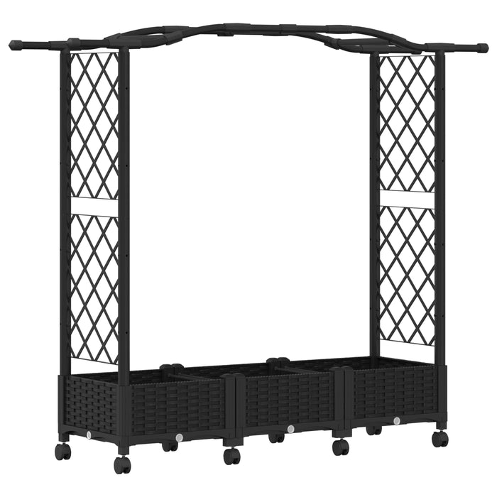 Pat Ridicat cu Trellis și Acoperiș Negru 169 x 40 x 129 cm PP WALTI