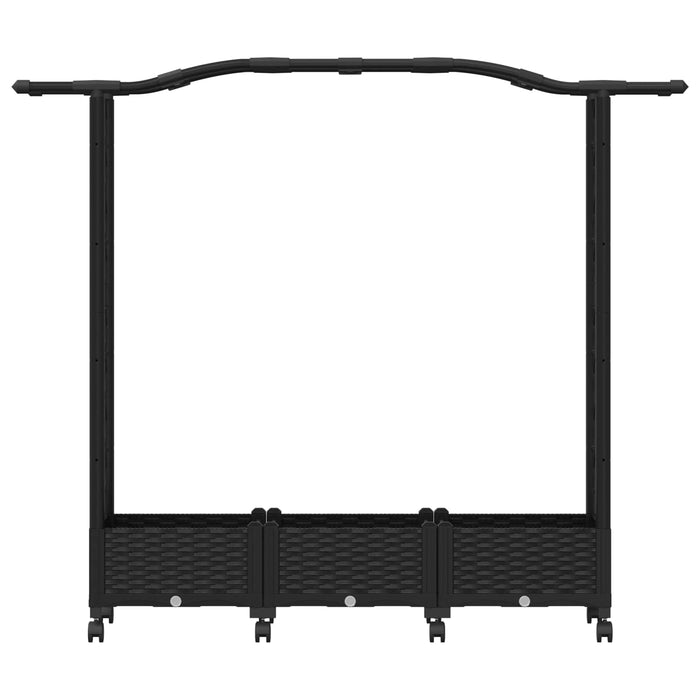 Pat Ridicat cu Trellis și Acoperiș Negru 169 x 40 x 129 cm PP WALTI