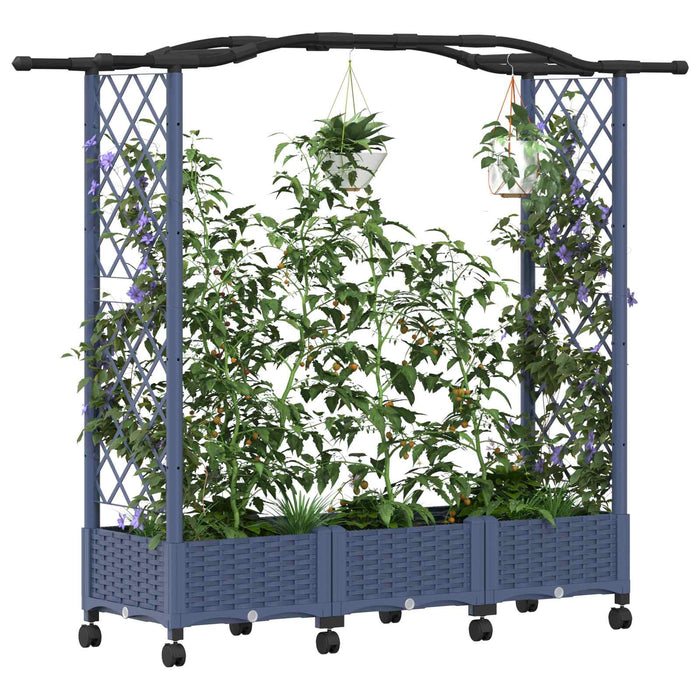 Pat Ridicat cu Trellis și Acoperiș Gri 169 x 40 x 129 cm PP WALTI