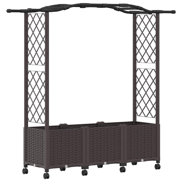 Pat Ridicat cu Trellis și Acoperiș Maro 164 x 40 x 144 cm PP WALTI