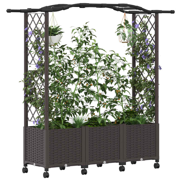 Pat Ridicat cu Trellis și Acoperiș Maro 164 x 40 x 144 cm PP WALTI
