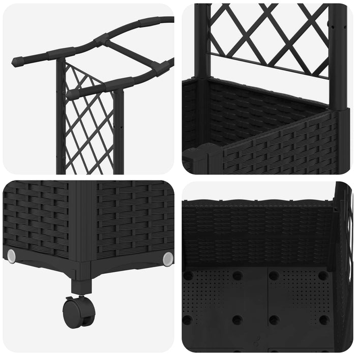 Pat Ridicat cu Trellis și Acoperiș Negru 164 x 40 x 144 cm PP WALTI