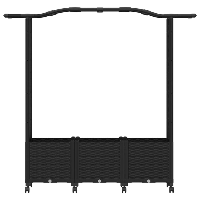 Pat Ridicat cu Trellis și Acoperiș Negru 164 x 40 x 144 cm PP WALTI