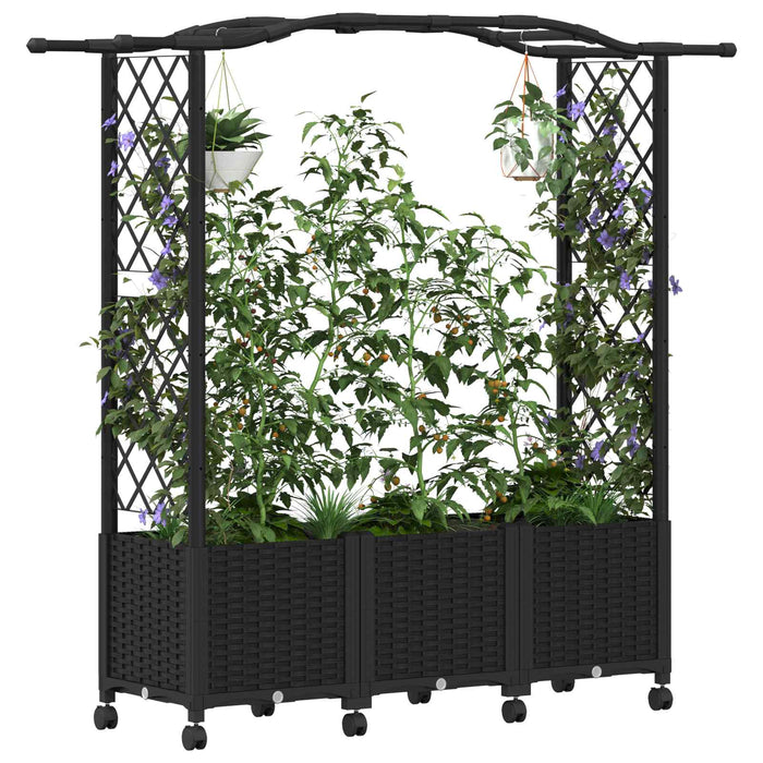 Pat Ridicat cu Trellis și Acoperiș Negru 164 x 40 x 144 cm PP WALTI