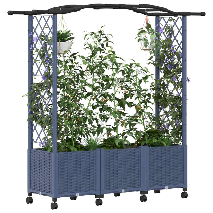 Pat Ridicat cu Trellis și Acoperiș Gri 164 x 40 x 144 cm PP WALTI