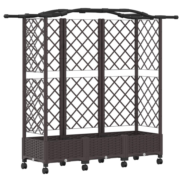 Pat Ridicat cu Trellis și Acoperiș Maro 163 x 40 x 129 cm PP WALTI