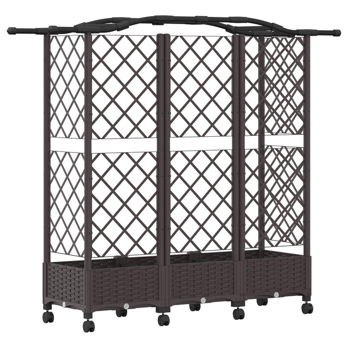 Pat Ridicat cu Trellis și Acoperiș Maro 163 x 40 x 129 cm PP WALTI