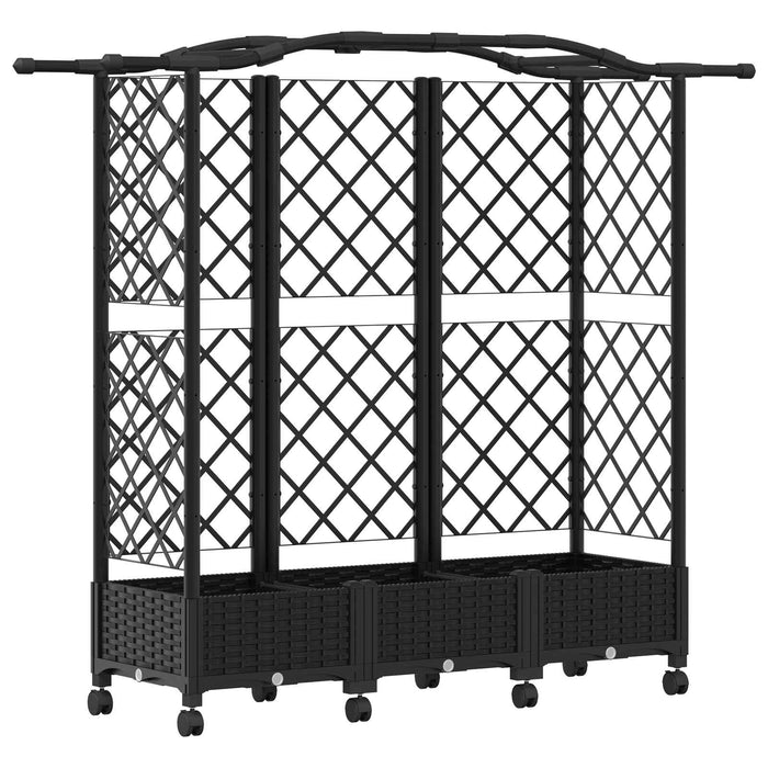 Pat Ridicat cu Trellis și Acoperiș Negru 163 x 40 x 129 cm PP WALTI