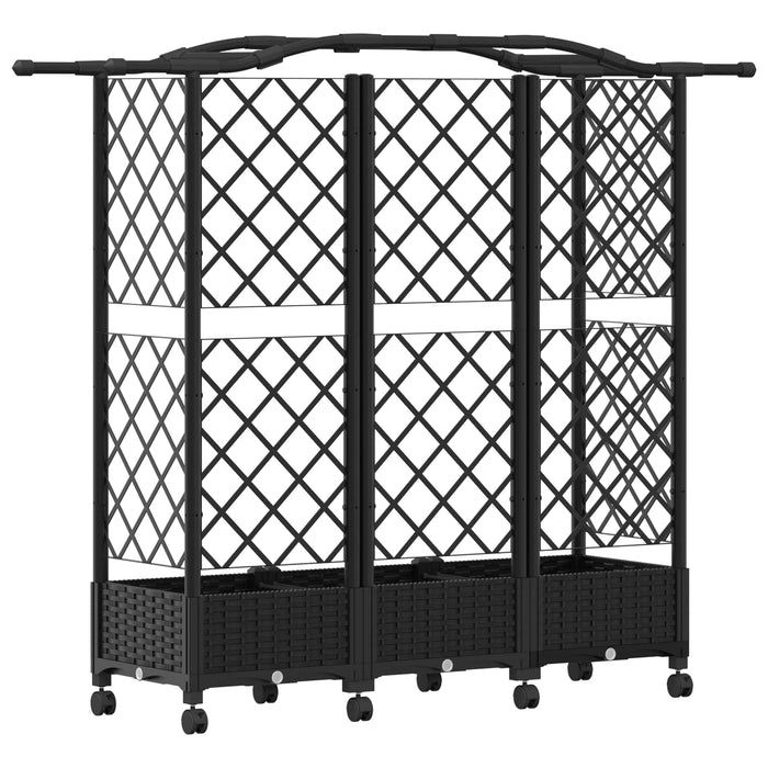 Pat Ridicat cu Trellis și Acoperiș Negru 163 x 40 x 129 cm PP WALTI