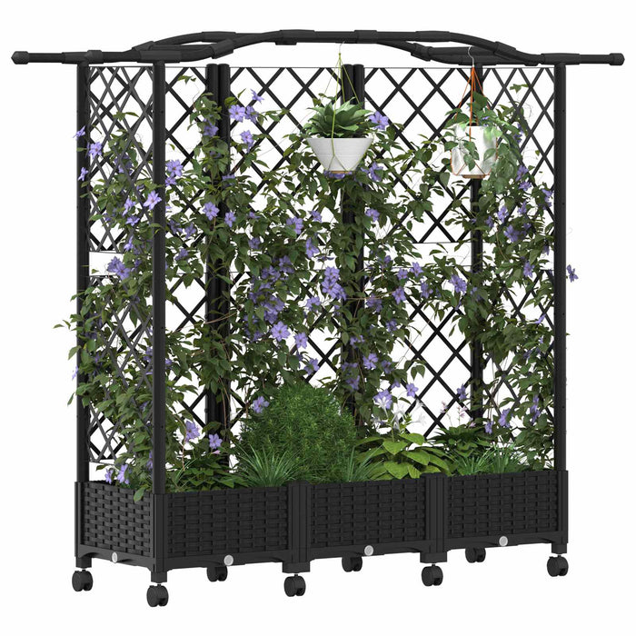 Pat Ridicat cu Trellis și Acoperiș Negru 163 x 40 x 129 cm PP WALTI