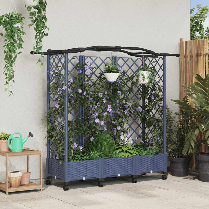 Pat Ridicat cu Trellis și Acoperiș Gri 163 x 40 x 129 cm PP WALTI