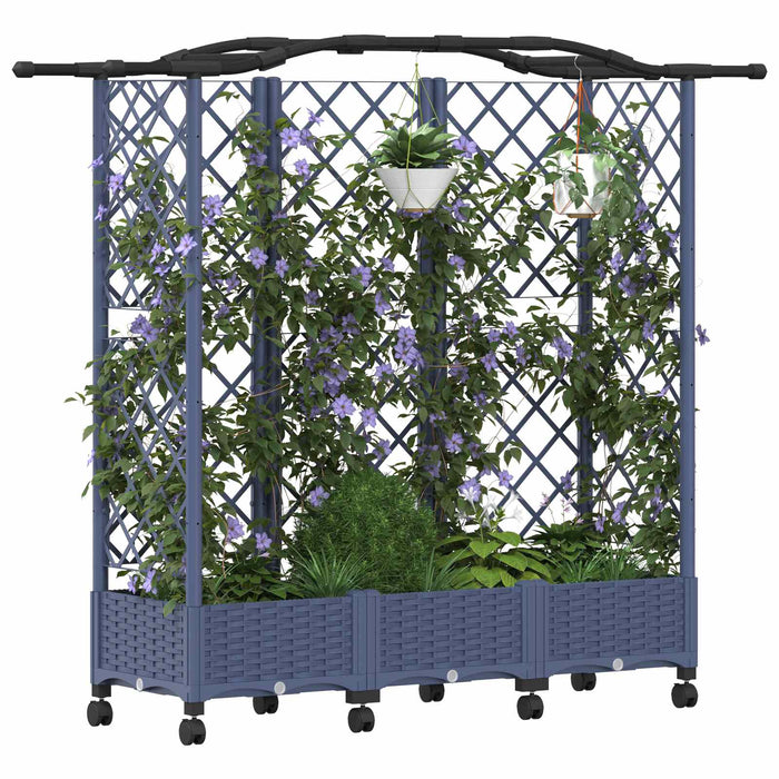 Pat Ridicat cu Trellis și Acoperiș Gri 163 x 40 x 129 cm PP WALTI