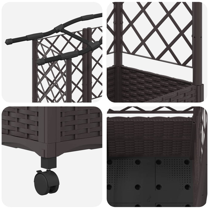 Pat Ridicat cu Trellis și Acoperiș Maro 163 x 40 x 144 cm PP - WALTI WALTI