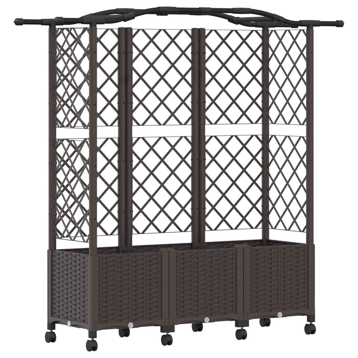 Pat Ridicat cu Trellis și Acoperiș Maro 163 x 40 x 144 cm PP - WALTI WALTI