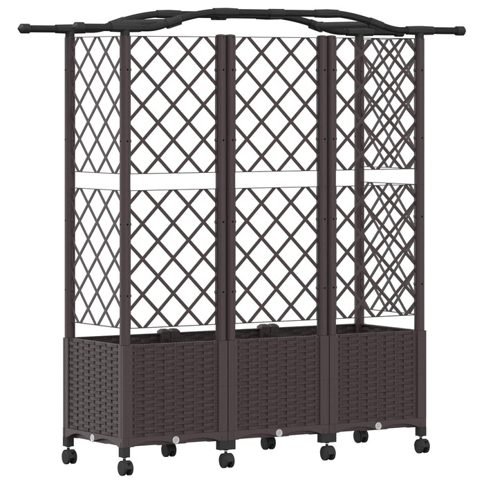 Pat Ridicat cu Trellis și Acoperiș Maro 163 x 40 x 144 cm PP - WALTI WALTI