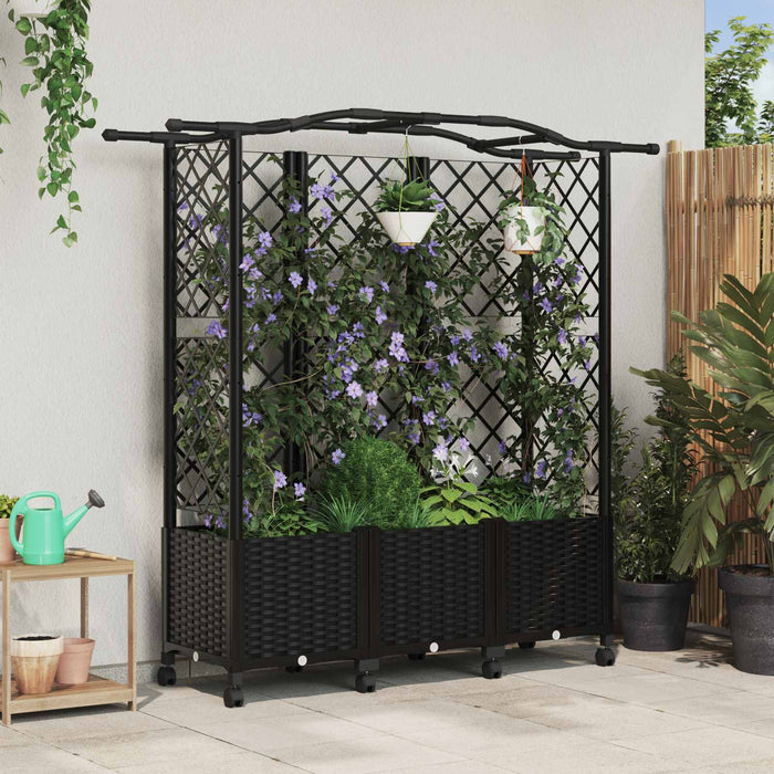 Pat Ridicat cu Trellis și Acoperiș Negru 163 x 40 x 144 cm PP - WALTI WALTI
