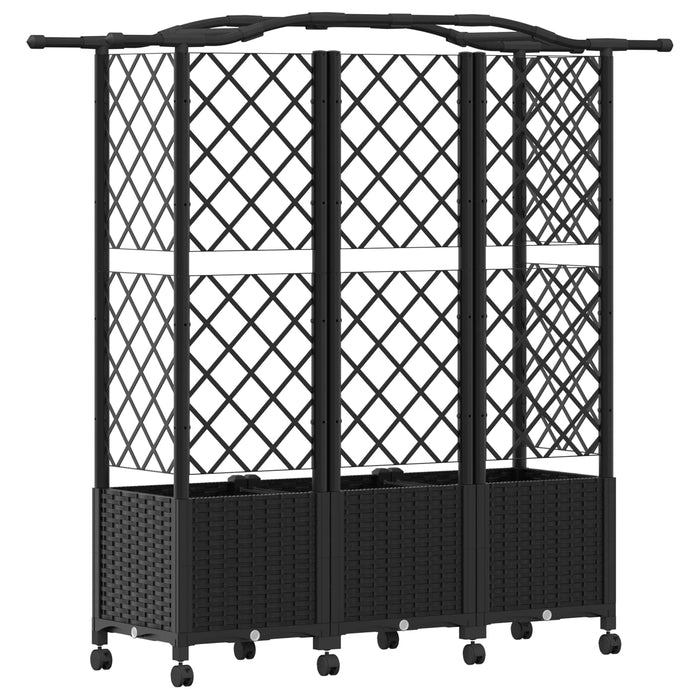 Pat Ridicat cu Trellis și Acoperiș Negru 163 x 40 x 144 cm PP - WALTI WALTI