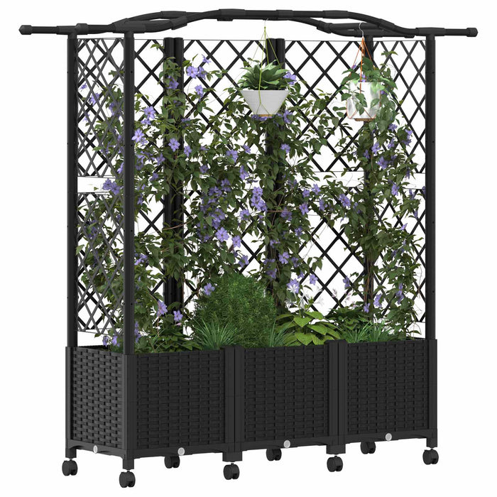 Pat Ridicat cu Trellis și Acoperiș Negru 163 x 40 x 144 cm PP - WALTI WALTI