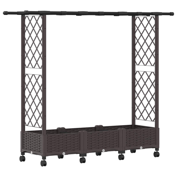 Pat Ridicat cu Trellis și Acoperiș Maro 164 x 40 x 127 cm PP - WALTI WALTI