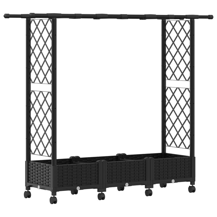 Pat Ridicat cu Trellis și Acoperiș Negru 164 x 40 x 127 cm PP - WALTI WALTI