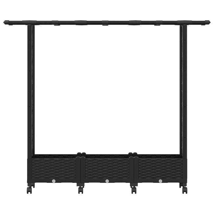 Pat Ridicat cu Trellis și Acoperiș Negru 164 x 40 x 127 cm PP - WALTI WALTI