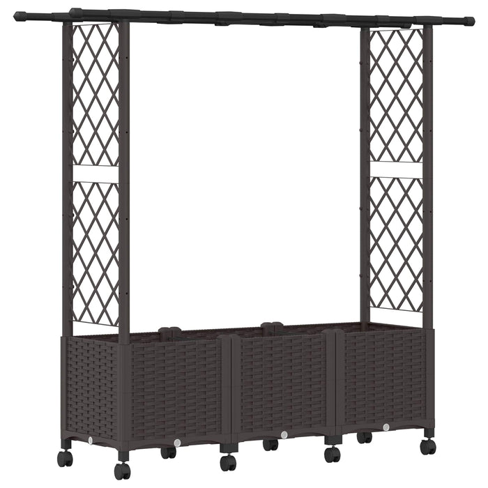 Pat Ridicat cu Trellis și Acoperiș Maro 162,5 x 40 x 142 cm PP - WALTI WALTI