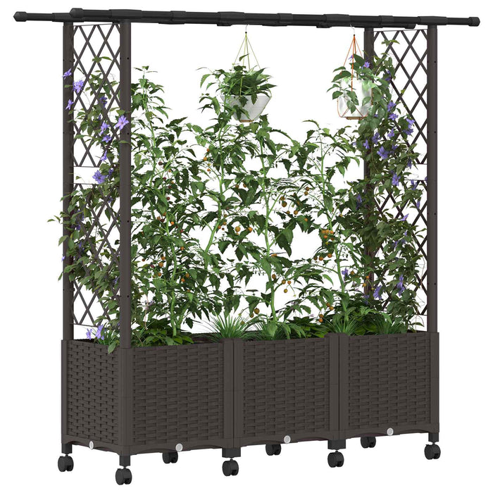 Pat Ridicat cu Trellis și Acoperiș Maro 162,5 x 40 x 142 cm PP - WALTI WALTI
