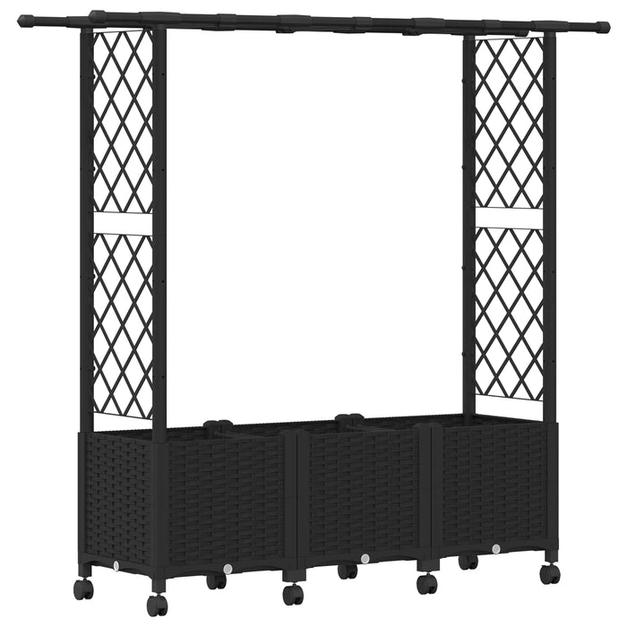 Pat Ridicat cu Trellis și Acoperiș Negru 162,5 x 40 x 142 cm PP - WALTI WALTI