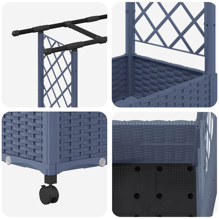 Pat Ridicat cu Trellis și Acoperiș Gri 162,5 x 40 x 142 cm PP - WALTI WALTI