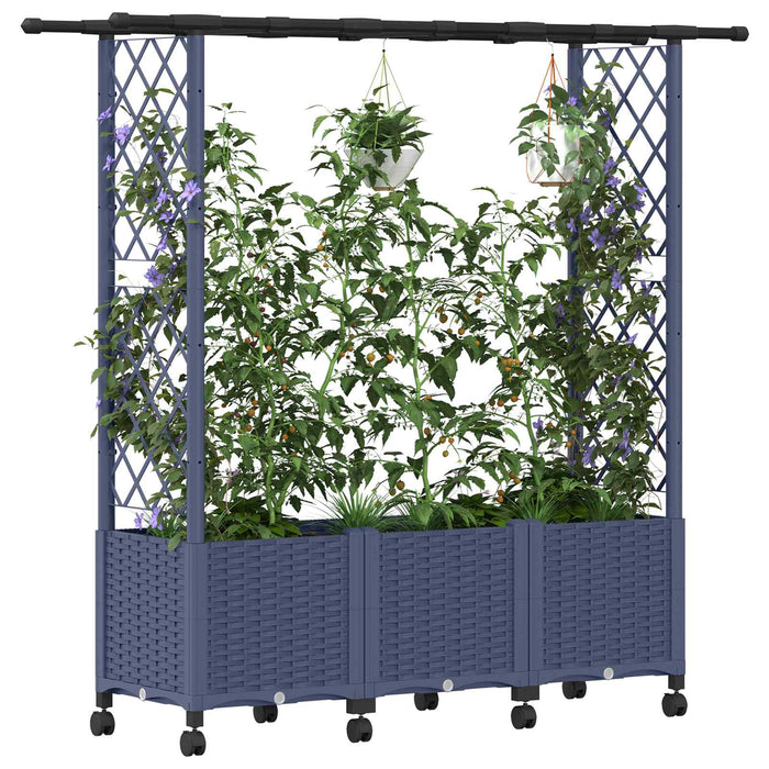 Pat Ridicat cu Trellis și Acoperiș Gri 162,5 x 40 x 142 cm PP - WALTI WALTI