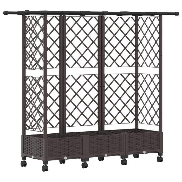 Pat Ridicat cu Trellis și Acoperiș Maro 164 x 40 x 127 cm PP - WALTI WALTI