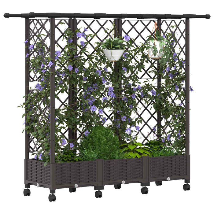 Pat Ridicat cu Trellis și Acoperiș Maro 164 x 40 x 127 cm PP - WALTI WALTI