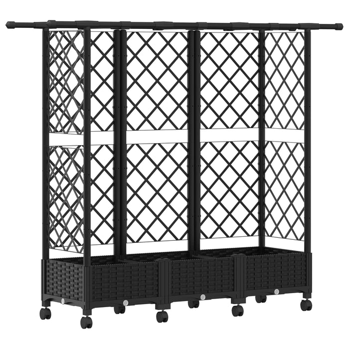 Pat Ridicat cu Trellis și Acoperiș Negru 164 x 40 x 127 cm PP - WALTI WALTI