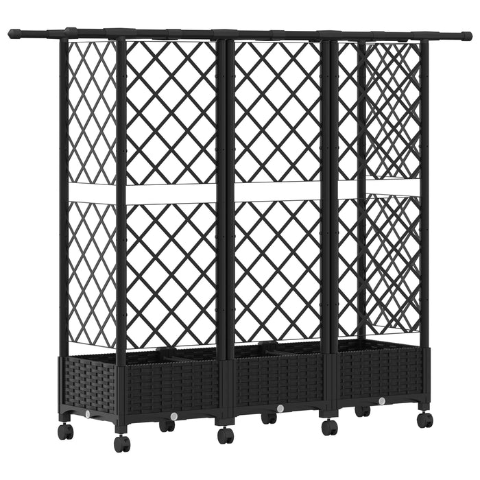 Pat Ridicat cu Trellis și Acoperiș Negru 164 x 40 x 127 cm PP - WALTI WALTI