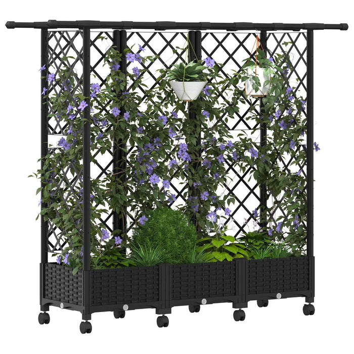 Pat Ridicat cu Trellis și Acoperiș Negru 164 x 40 x 127 cm PP - WALTI WALTI