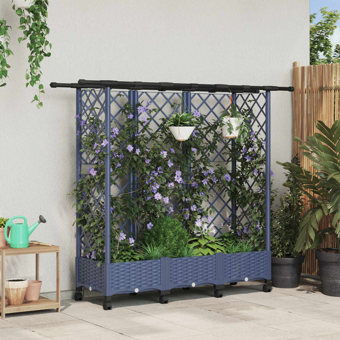 Pat Ridicat cu Trellis și Acoperiș Gri 164 x 40 x 127 cm PP - WALTI WALTI