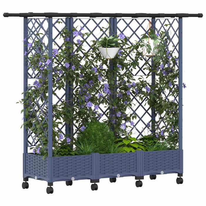 Pat Ridicat cu Trellis și Acoperiș Gri 164 x 40 x 127 cm PP - WALTI WALTI