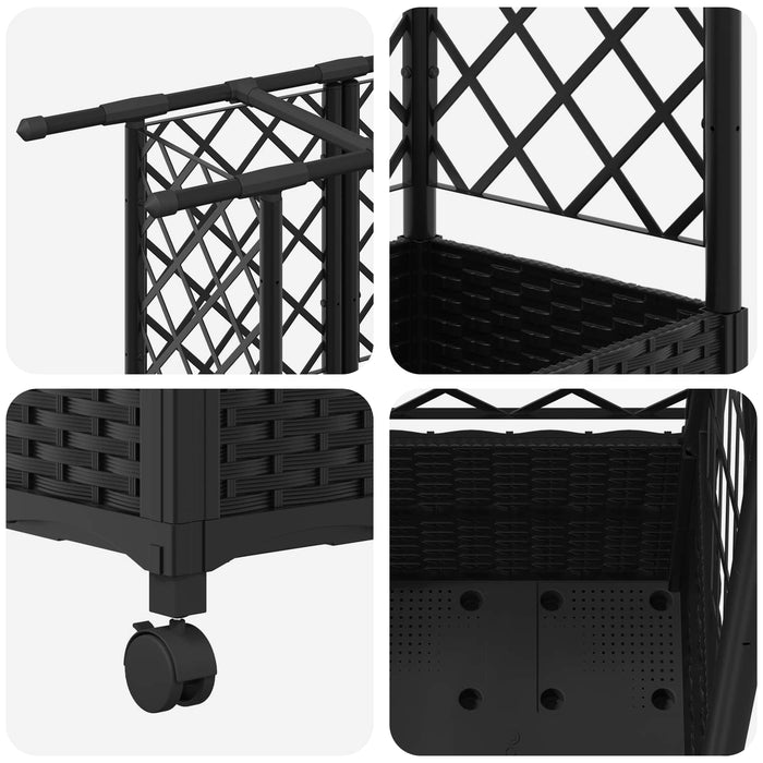 Pat Ridicat cu Trellis și Acoperiș Negru 163,5 x 40 x 142 cm PP - WALTI WALTI