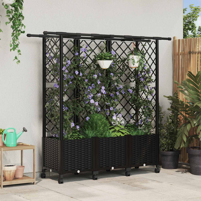 Pat Ridicat cu Trellis și Acoperiș Negru 163,5 x 40 x 142 cm PP - WALTI WALTI