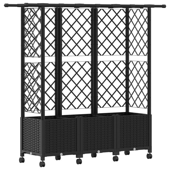Pat Ridicat cu Trellis și Acoperiș Negru 163,5 x 40 x 142 cm PP - WALTI WALTI