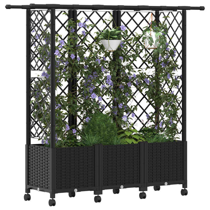 Pat Ridicat cu Trellis și Acoperiș Negru 163,5 x 40 x 142 cm PP - WALTI WALTI