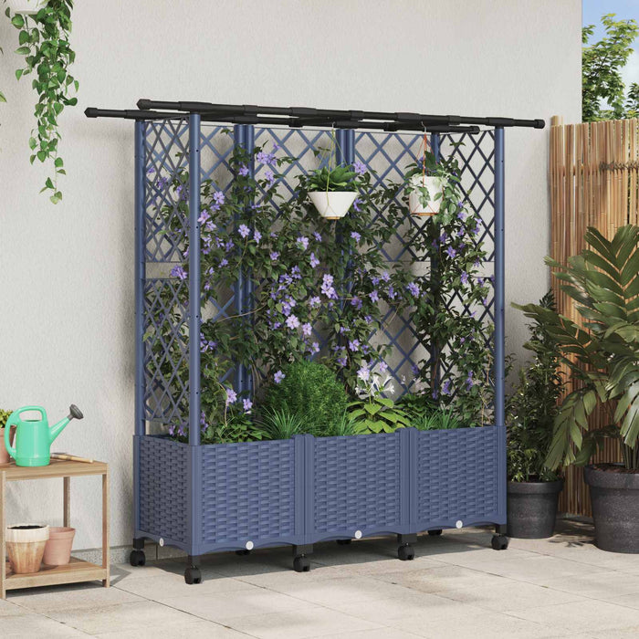 Pat Ridicat cu Trellis și Acoperiș Gri 163,5 x 40 x 142 cm PP - WALTI WALTI
