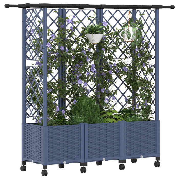 Pat Ridicat cu Trellis și Acoperiș Gri 163,5 x 40 x 142 cm PP - WALTI WALTI