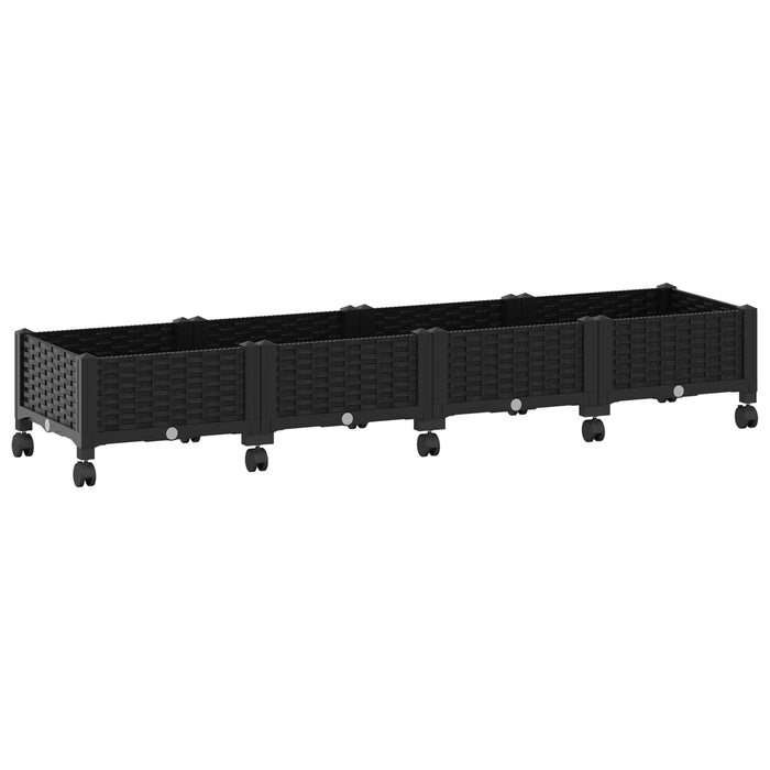 Ghiveci de grădină cu roți Negru 160 x 40 x 29 cm PP WALTI