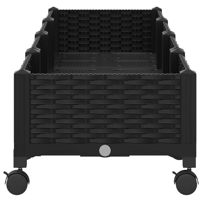 Ghiveci de grădină cu roți Negru 160 x 40 x 29 cm PP WALTI