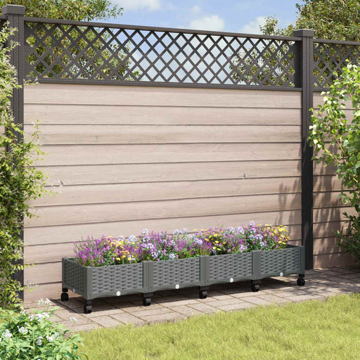 Ghiveci de grădină cu roți Gri deschis 160 x 40 x 33 cm PP - WALTI WALTI