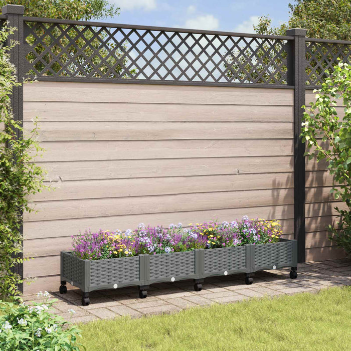 Ghiveci de grădină cu roți Gri deschis 160 x 40 x 33 cm PP WALTI